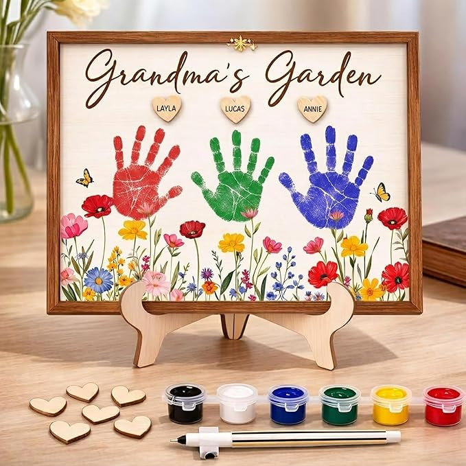 12'' Grandma’s Garden DIY Handprint Art Kit with Non-Toxic Paints, Toddler Crafts for Grandma B... | Amazon (US)