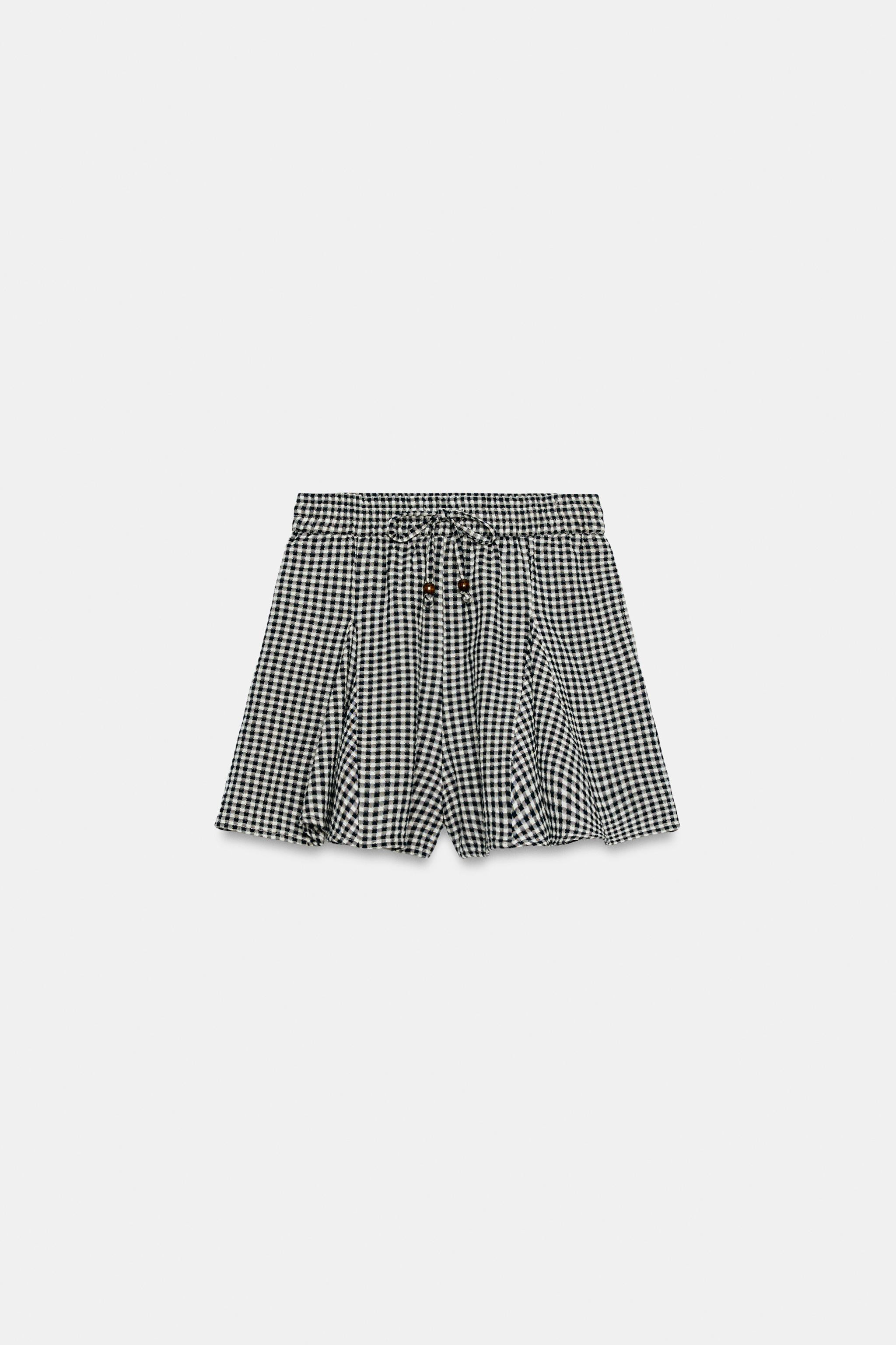 GINGHAM CHECK SKORT WITH RUFFLES | Zara US