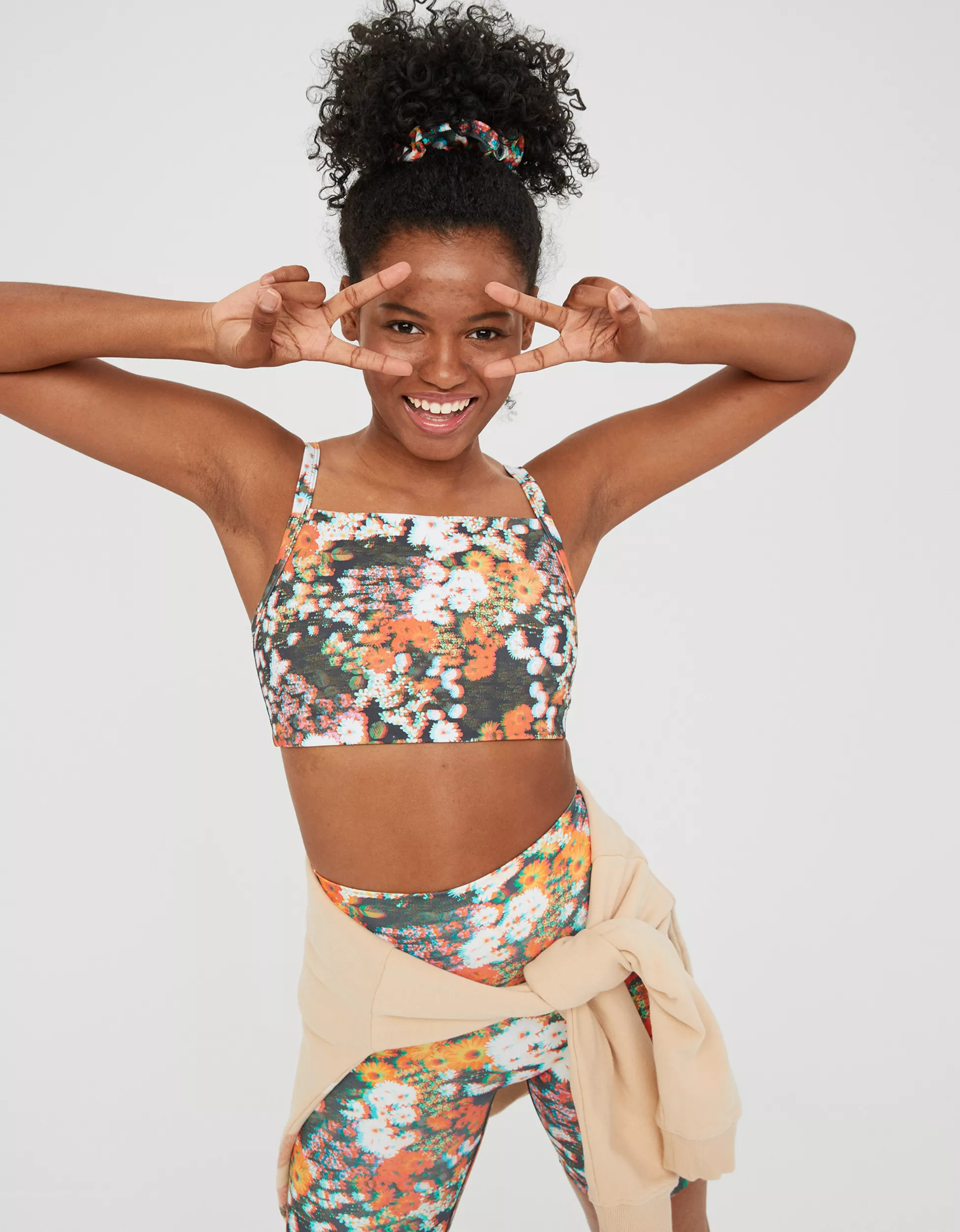 OFFLINE Printed Square Neck Sports Bra | American Eagle Outfitters (US & CA)