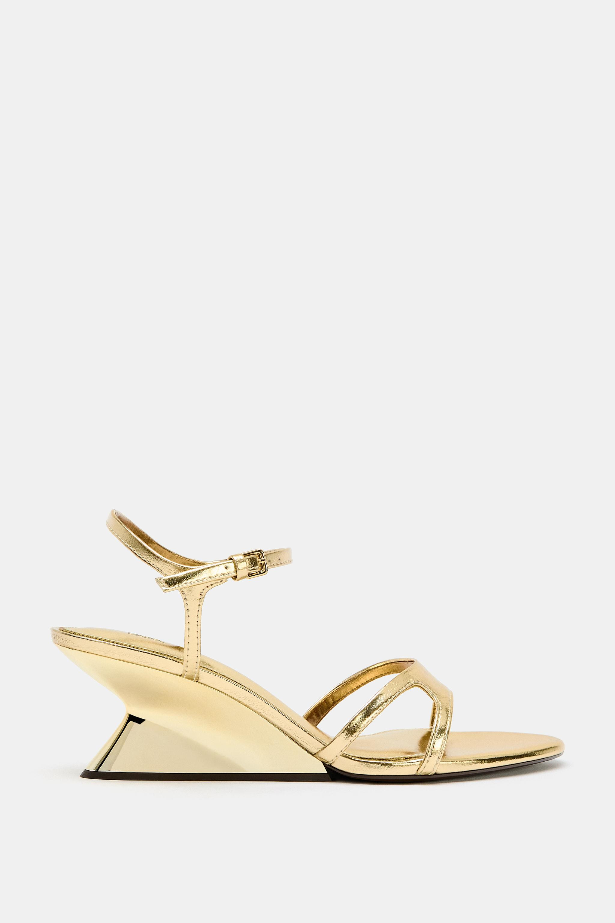 METALLIC HEELED SANDALS | Zara US