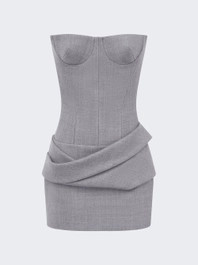 Longline Corset Wool Suiting Mini Dress Grey  | The Webster | The Webster