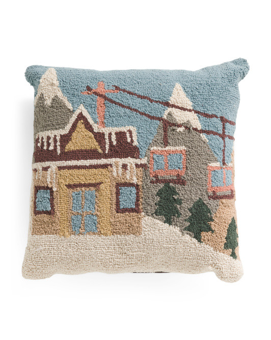 20x20 Ski Lift Hooked Pillow | TJ Maxx