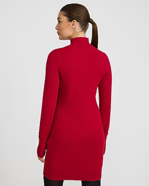 Airy Soft Mock Neck Long Sleeve Mini Sweater Dress | Express