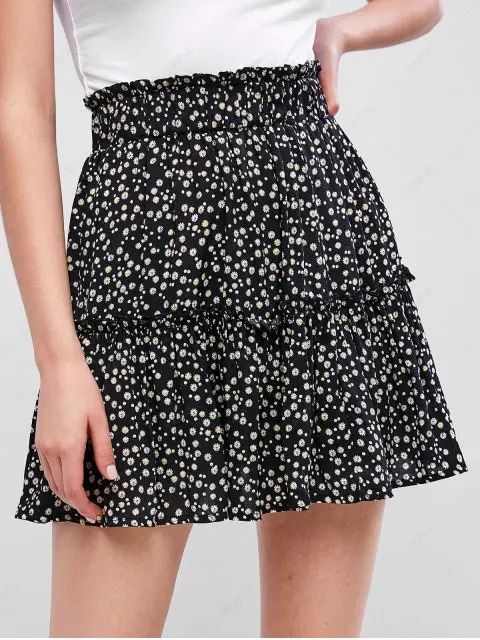ZAFUL Ditsy Print Ruffle Mini Flare Skirt | ZAFUL (Global)