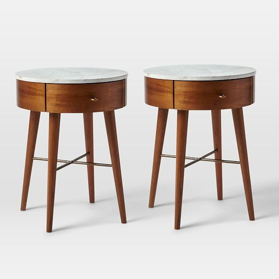 Penelope Nightstand, Small, Acorn/Marble, Set of 2 | West Elm (US)