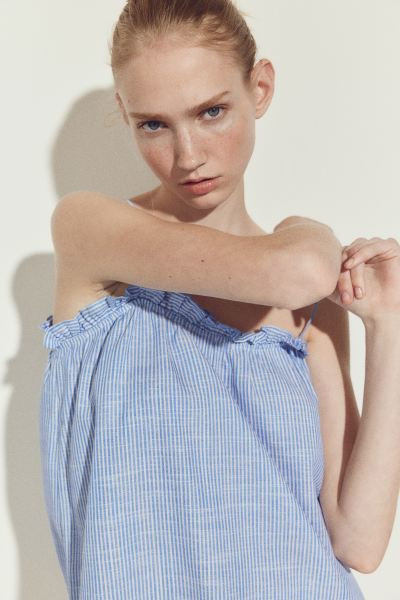 Ruffle-trimmed Camisole Top - Sleeveless - Regular length - Black - Ladies | H&M US | H&M (US + CA)