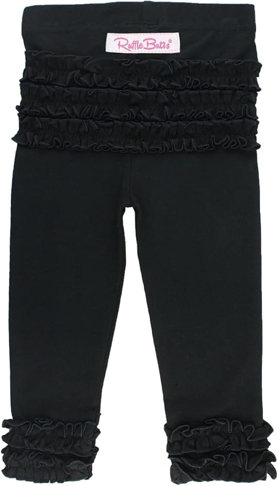 RuffleButts® Baby/Toddler Girls Soft Knit Ankle Length Ruffle Leggings | Amazon (US)