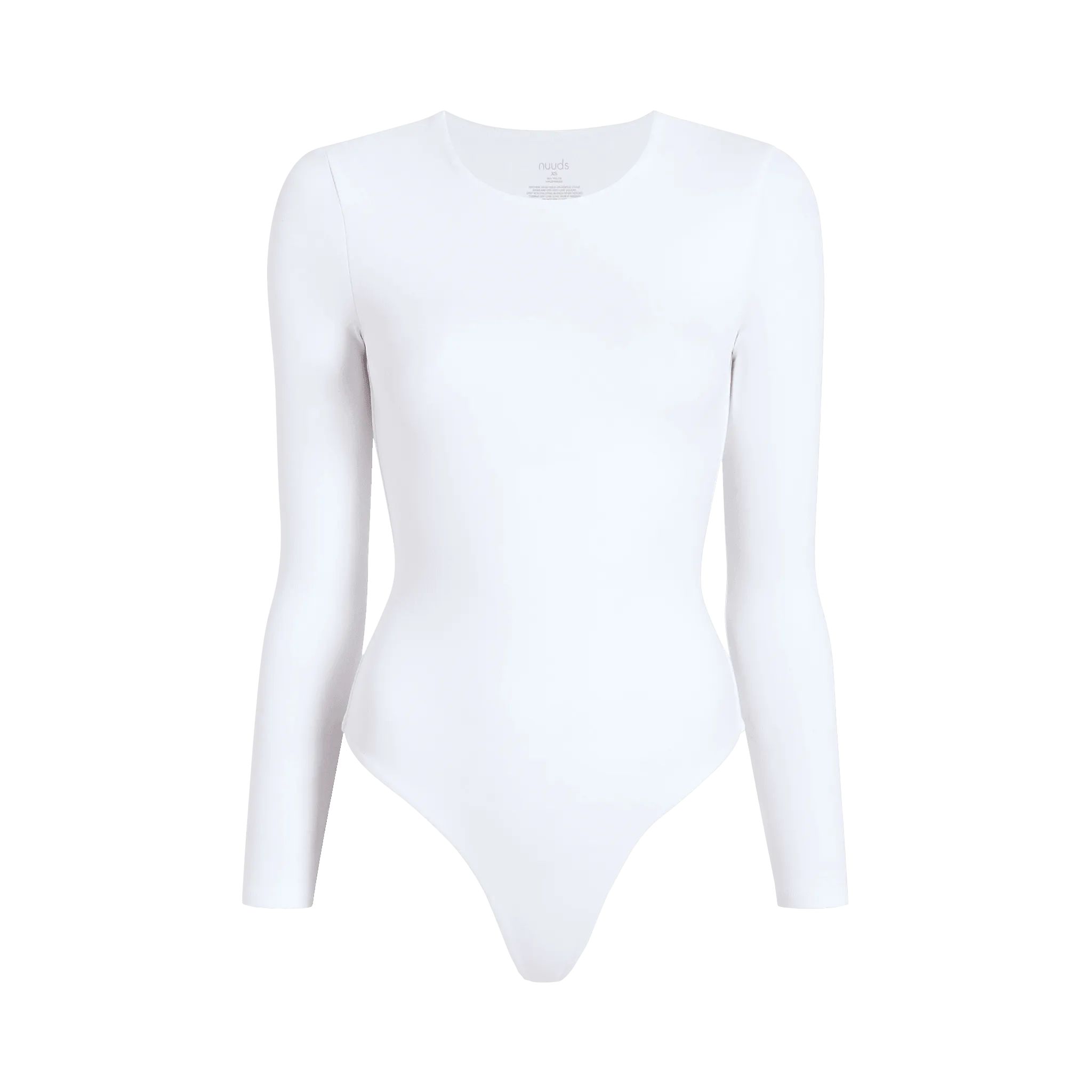 Long Sleeve Crewneck Bodysuit | White - nuuds | nuuds