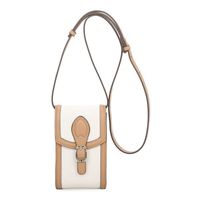 Sam Edelman Women's Greta Flap Top Phone Crossbody Handbag, Natural Canvas - Walmart.com | Walmart (US)
