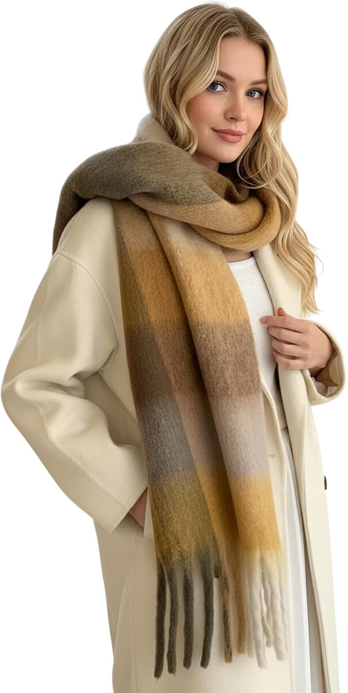 Scarf for Women Winter Warm Long Shawl Large Scarves Cold Weather Thick Blanket Scarfs Colorful P... | Amazon (US)