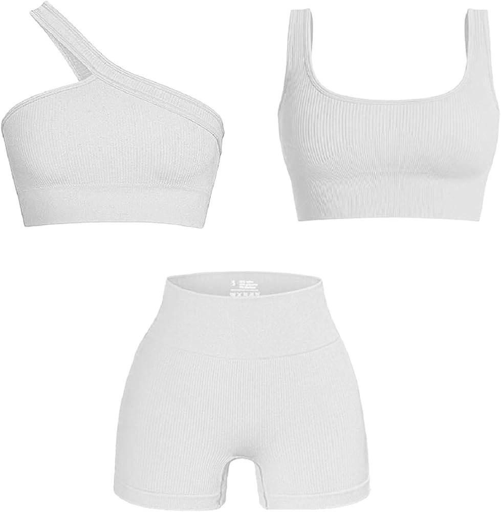 niyokki Workout Sets for Women 2 Piece Seamless Sexy One Shoulder Sport Bra High Waist Shorts GMY... | Amazon (US)