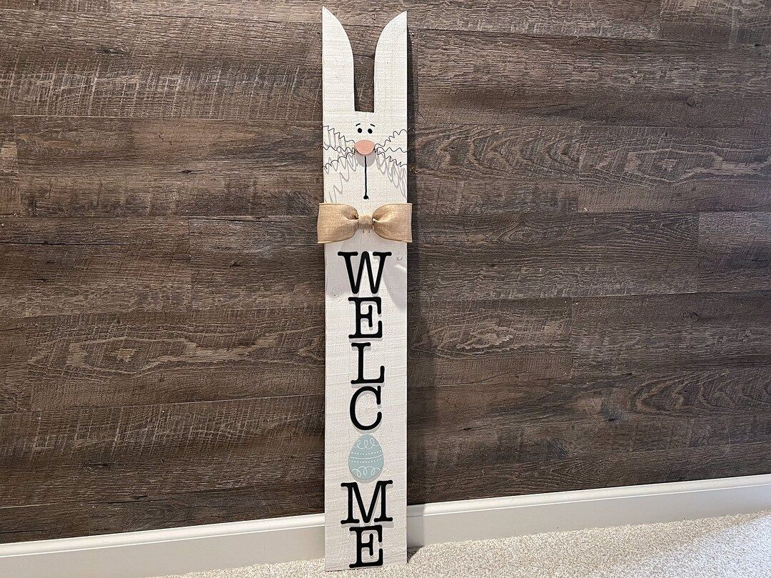 Welcome Bunny Plank Front Porch Welcome Bunny Front Porch Easter Bunny - Etsy | Etsy (US)