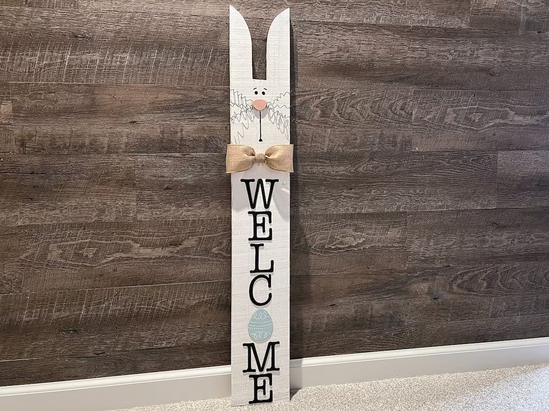 Welcome Bunny Plank Front Porch Welcome Bunny Front Porch Easter Bunny - Etsy | Etsy (US)