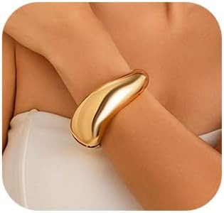 Denifery Gold Bangles for Women Cuff Bangle Bracelets Wide Chunky Gold Bracelet Open Wrist Cuff B... | Amazon (US)