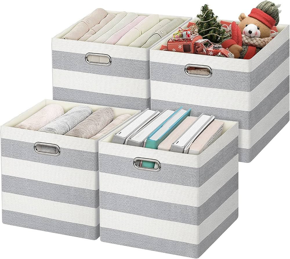 Posprica 3X Thicker Storage Bins Storage Cubes, 13×13 Fabric Storage Boxes Foldable Baskets Cont... | Amazon (US)
