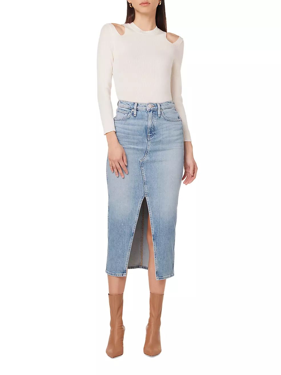 Reconstructed Denim Midi-Skirt | Saks Fifth Avenue