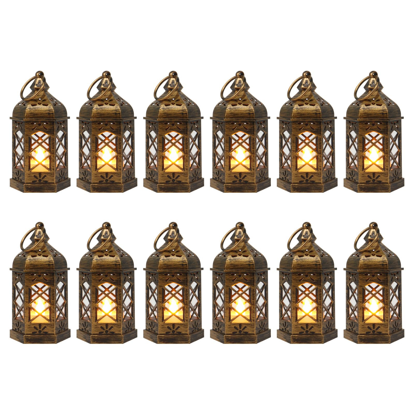 LLQ Mini Lantern with Flicker LED Candle, 12PCS Small Candle Lanterns Decorative, Vintage Hanging... | Amazon (US)