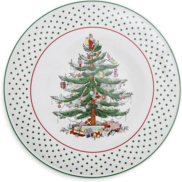 Spode Christmas Tree Polka Dot Cake Plate, Cookie Serving Platter for Cupcakes, Dessert or Pie, M... | Walmart (US)