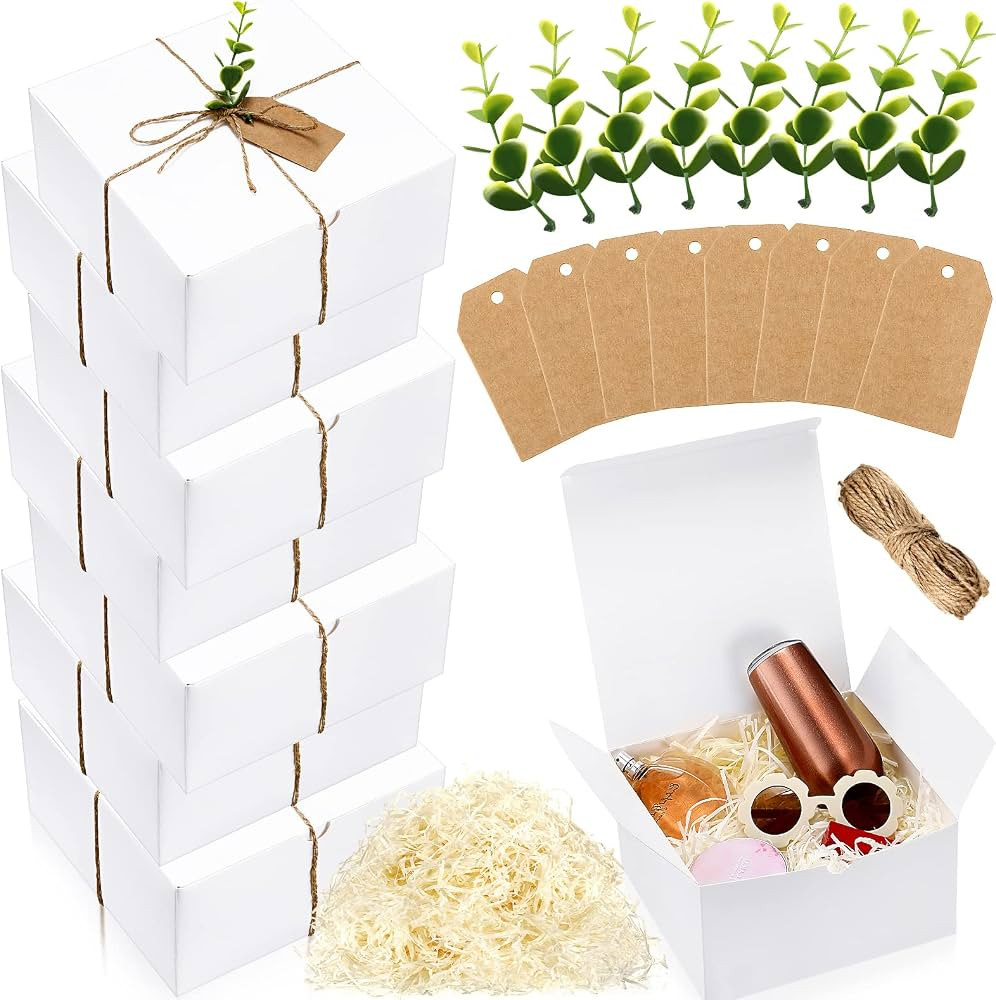 Crtiin 26 Pcs Gift Boxes Set Bridesmaid Proposal Boxes Wedding Gift Kraft Paper Gift Tag Eucalypt... | Amazon (US)