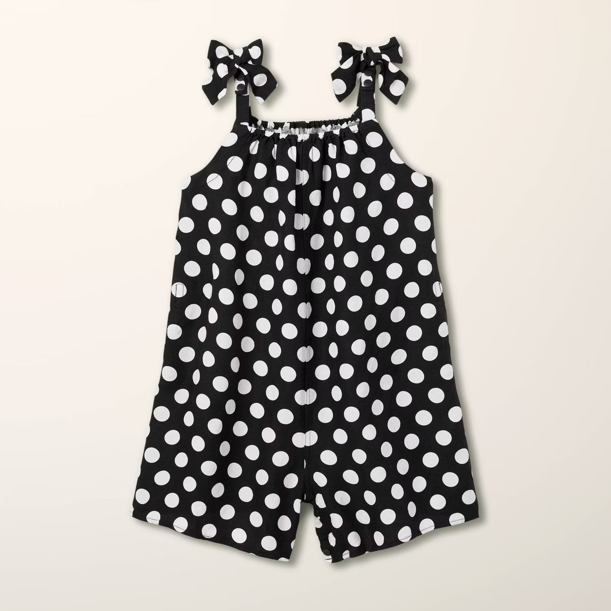 Girls' Adaptive Polka Dot Linen Tie-Shoulder Romper - kate spade new york x Target Black/White | Target