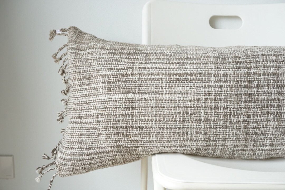 Hand Woven Natural Color Lumbar Pillow Cover | Etsy (US)