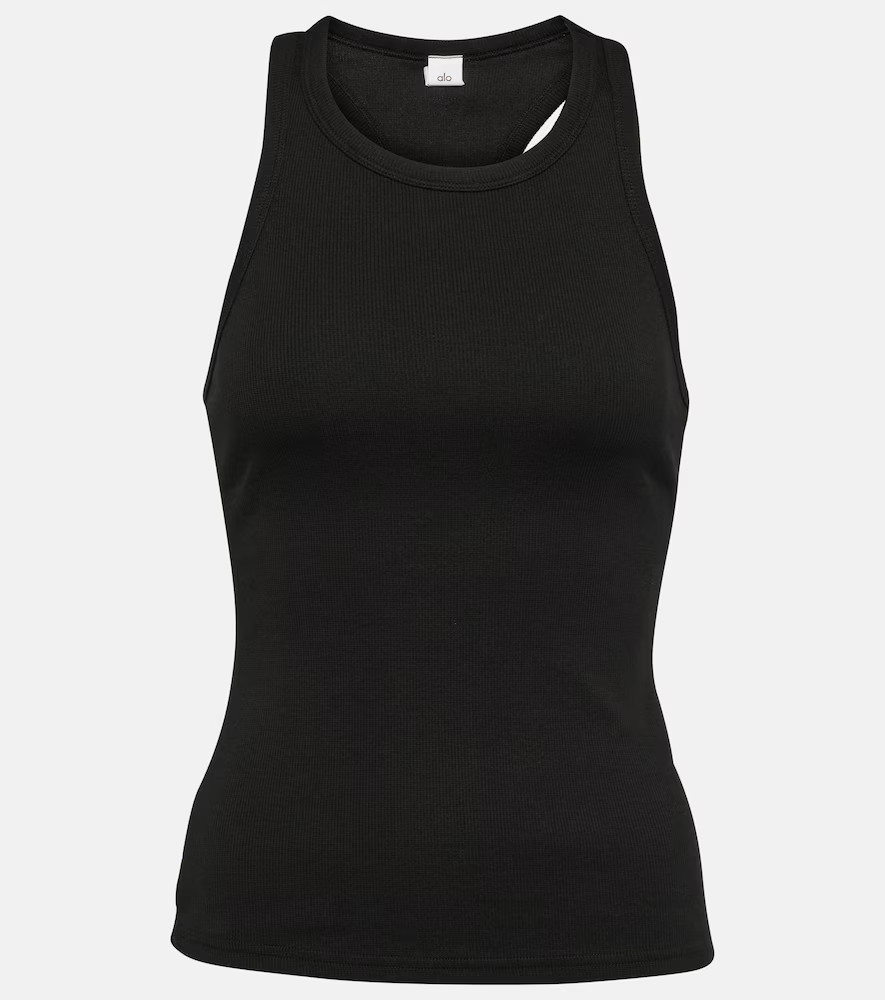 Alo Yoga Devoted ribbed-knit cotton-blend tank top | Mytheresa (UK)