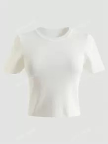 Solid Ribbed Knit Tee | SHEIN