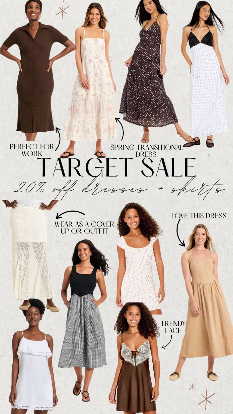 Target 20% off sale
Dresses and skirts


#LTKSaleAlert #LTKOver40 #LTKWedding
