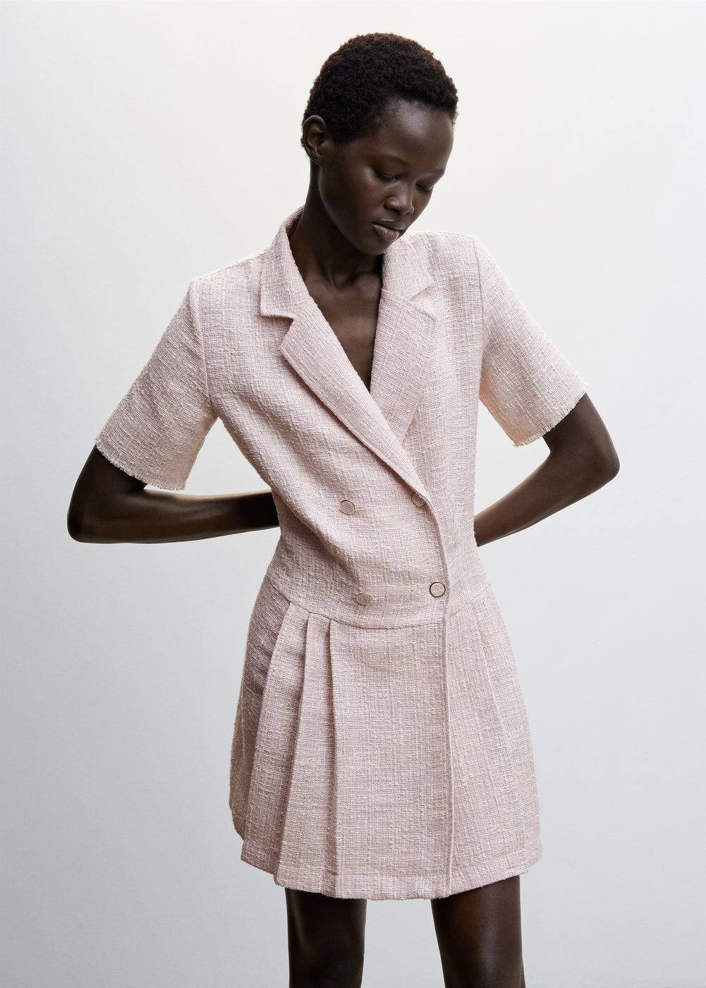 Buttons tweed dress -  Women | Mango USA | MANGO (US)