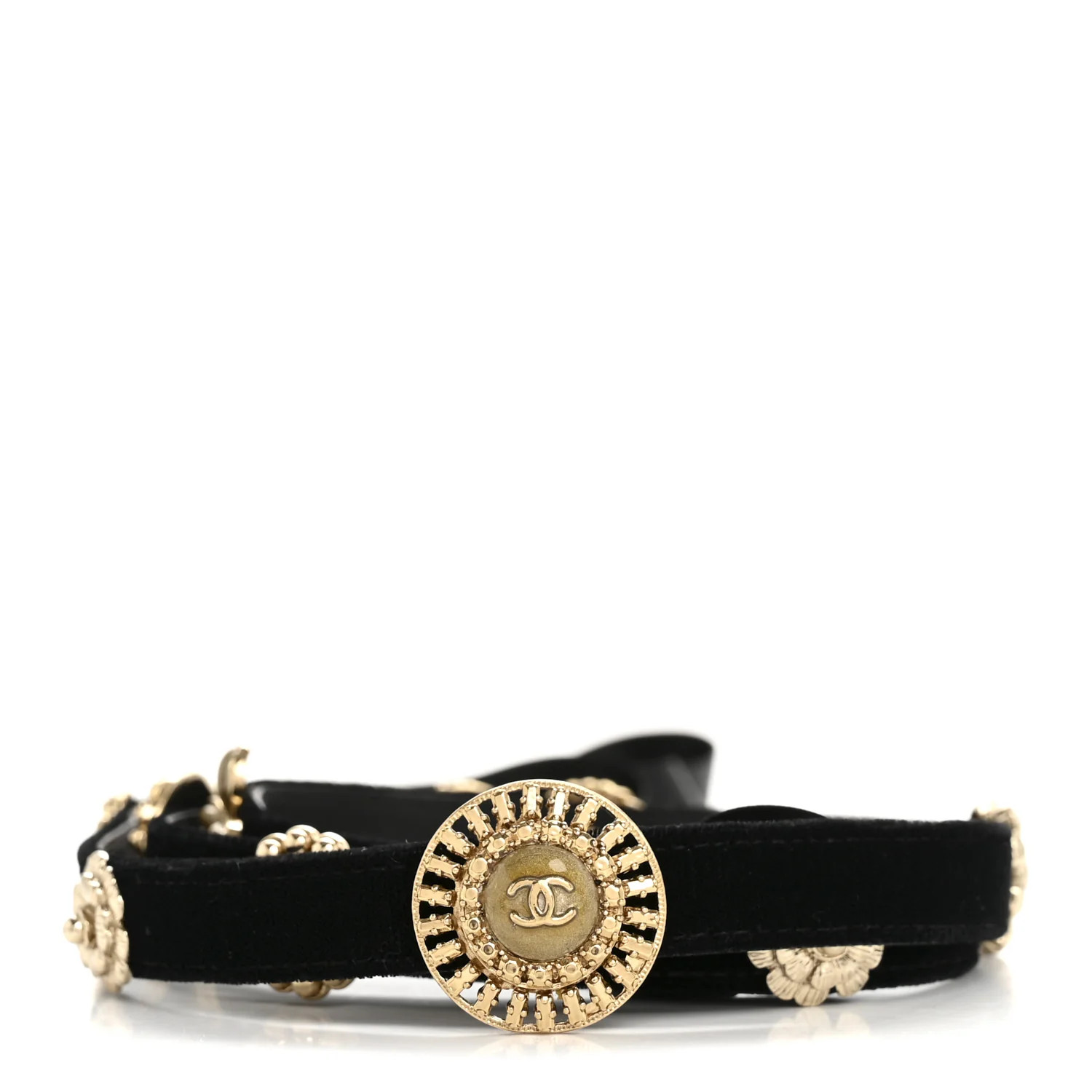 Velvet CC Belt Black Gold | FASHIONPHILE (US)