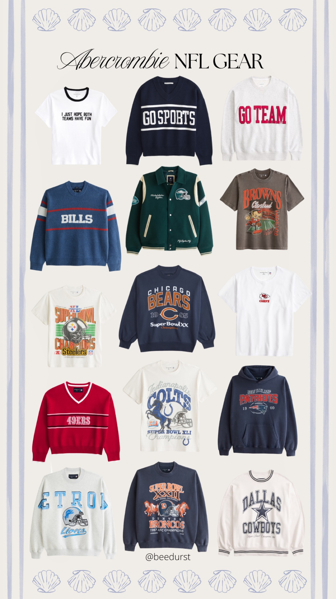 Cute game day finds from Abercrombie NFL collection! NFL sweatshirt, NFL hoodie, NFL crewneck, NFL sweater, NFL tee, football tee, football sweater, football crewneck, football sweatshirt, football hoodie, game day hoodie, game day tee, game day sweatshirt, game day crewneck, game day sweater

#LTKStyleTip #LTKSeasonal #LTKFindsUnder100