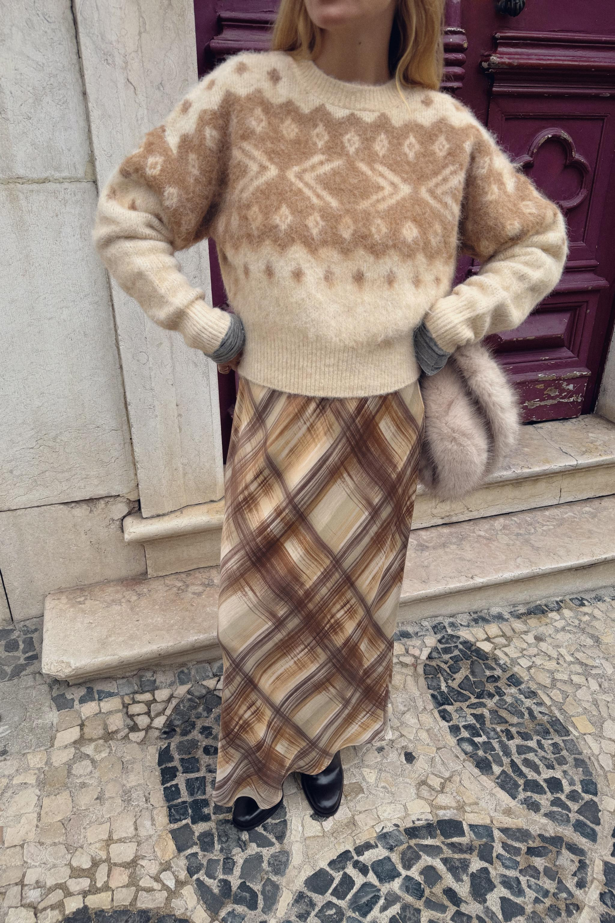 BRUSHED EFFECT JACQUARD KNIT JUMPER | Zara US