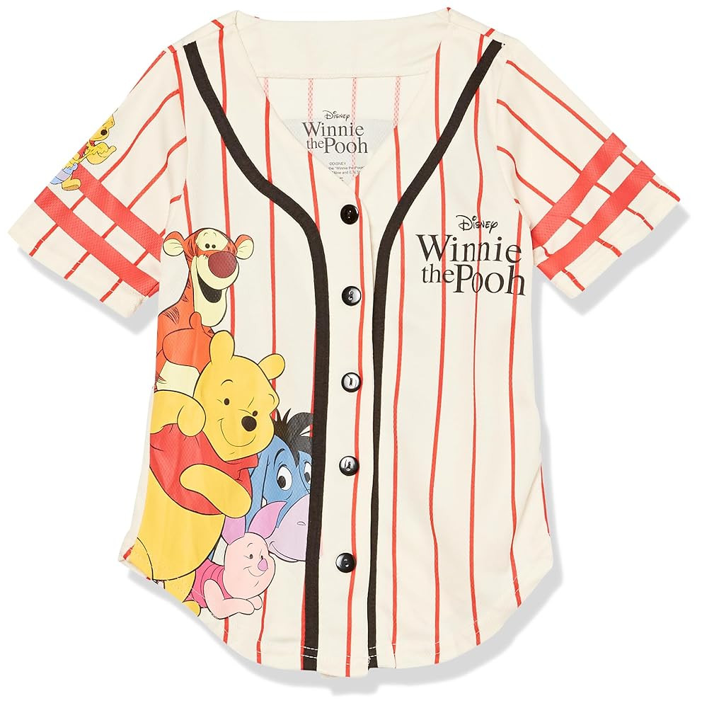 Disney Girls Winnie The Pooh Baseball Jersey-Classic Mesh Button Down Shirt | Amazon (US)
