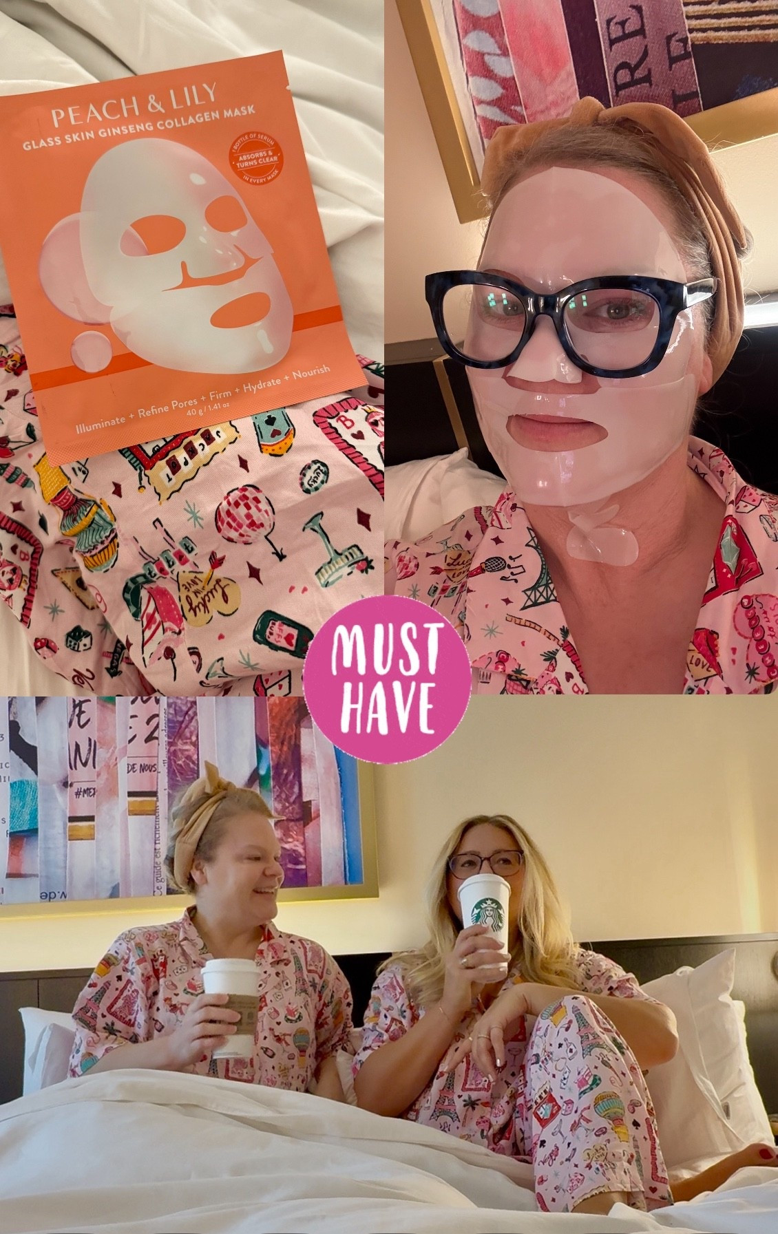 A girls trip made better with matching jammies and face masks.