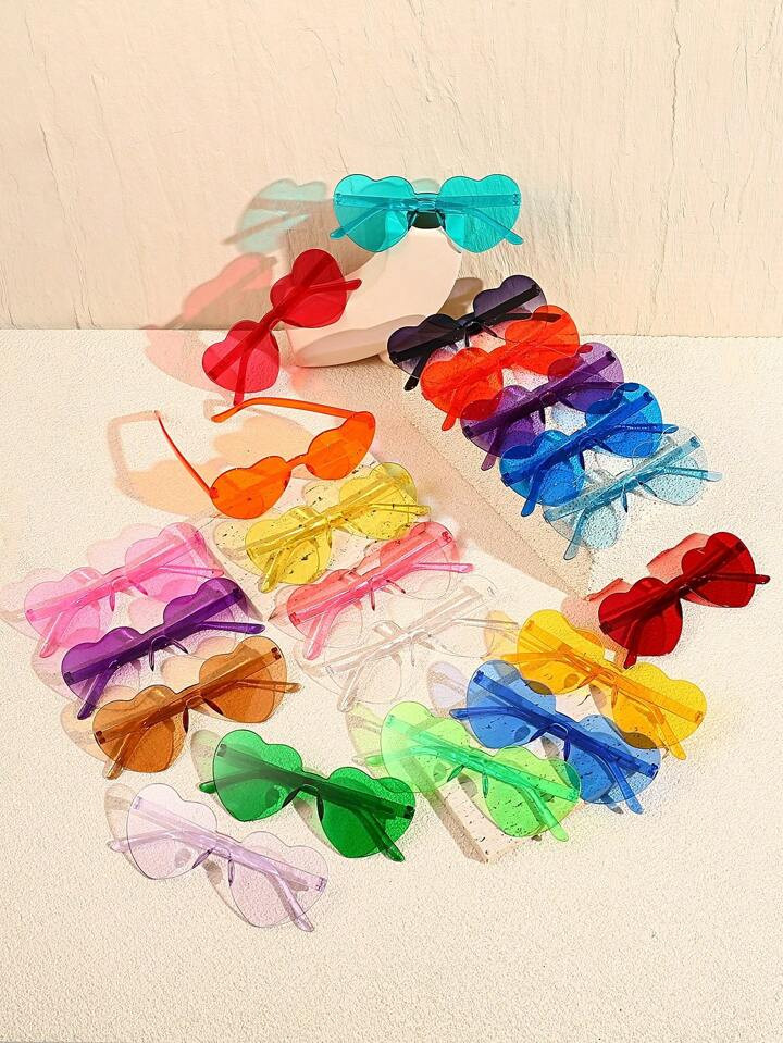 20pcs Unisex Y2K Candy-Colored Heart-Shaped Sunglasses, Perfect Accessories For Various Festivals... | SHEIN