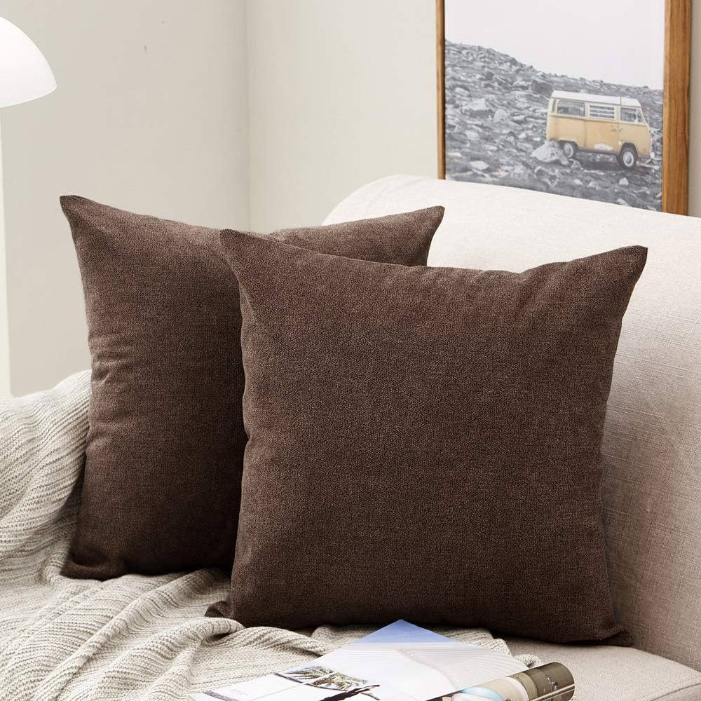 MERNETTE Pack of 2, Thick Chenille Decorative Square Throw Pillow Cover Cushion Covers Pillowcase... | Amazon (US)