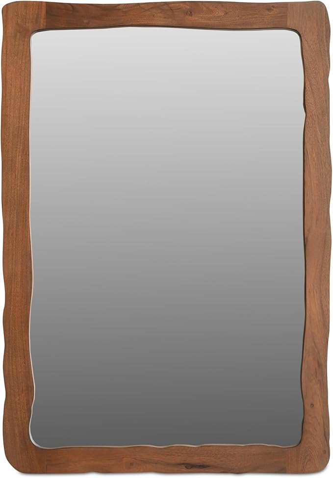 Tavian Wall Mirror, Free-Form Wave Design, Solid Acacia Wood Frame, Walnut Brown | Amazon (US)