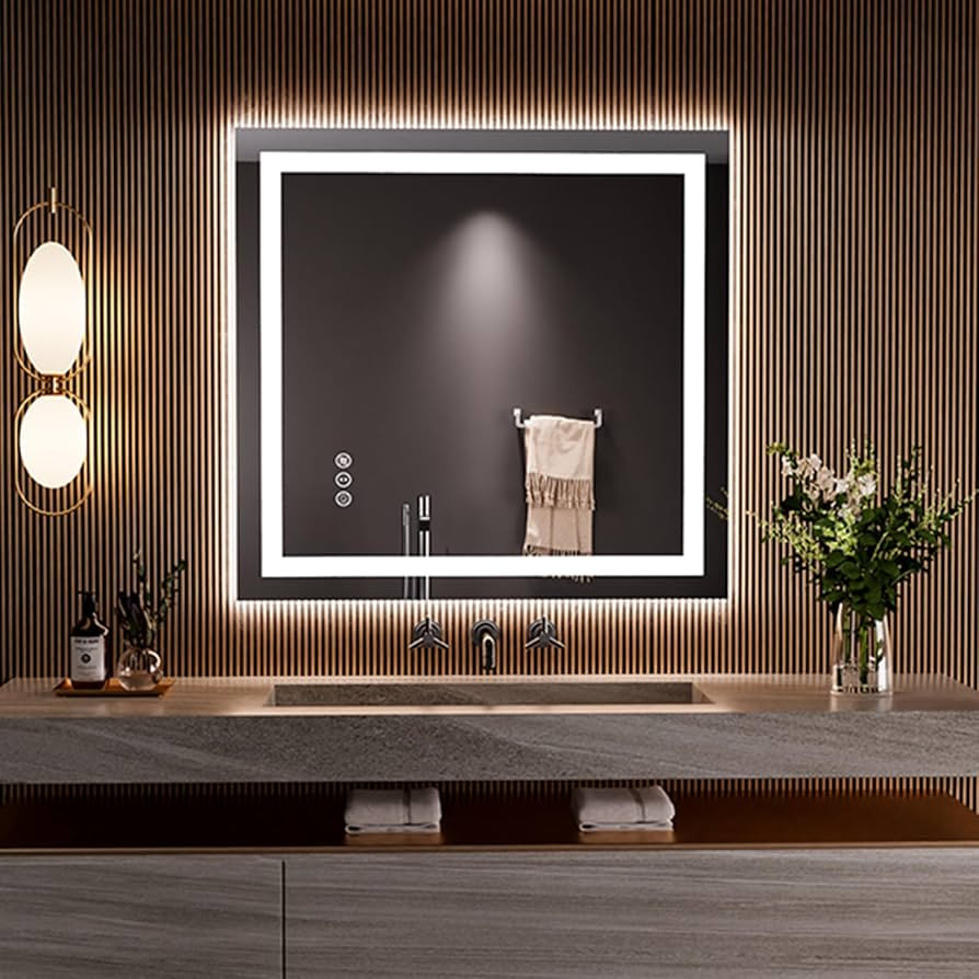 LOAAO 28"x30" LED Bathroom Mirror with Lights, Anti-Fog, Dimmable, Backlit + Front Lit, Lighted B... | Amazon (US)