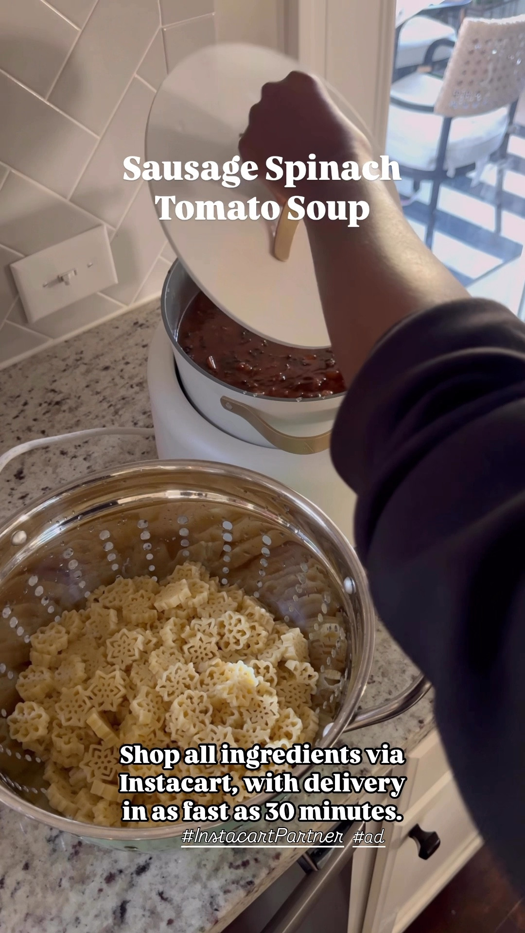 #ad #instacartpartner 
INGREDIENTS to add to your @instacart order:
- 1 box  Pasta
- 1lb ground sweet or spicy sausage (If you can only find links, remove casing before cooking)
- 24ox jar or marinara or pasta sauce
- 4 cups of chicken broth
- 1 can white/cannellini beans, drained and rinsed-1 box of frozen chopped spinach
- 4 large carrots, chopped into bite-sized pieces
- 2 cloves of minced garlic-1 medium yellow onion, diced (about 1 cup)

PREP
1.      Cook sausage as you normally would. Break apart into ground chunks.
2.      Add all remining ingredients to slow cooker.
3.      Cook on low for 8 hours.
4.      Boil Barilla Snowfall pasta, drain, add to soup.
5.      Serve and ENJOY!

#ad #Instacartpartner Use code LTKHOLIDAY30. You can get $30 off your first Instacart order. of $125 or more. Excludes restaurants. Valid in the US only. Expires 12/31/2024. Additional terms apply. 

#LTKFamily #LTKHome #LTKKids