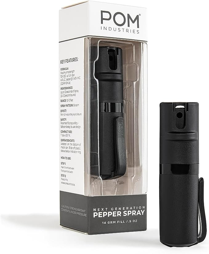 POM Pepper Spray Pocket Clip - Flip Top Safety - Maximum Strength OC Spray Self Defense - Tactica... | Amazon (US)