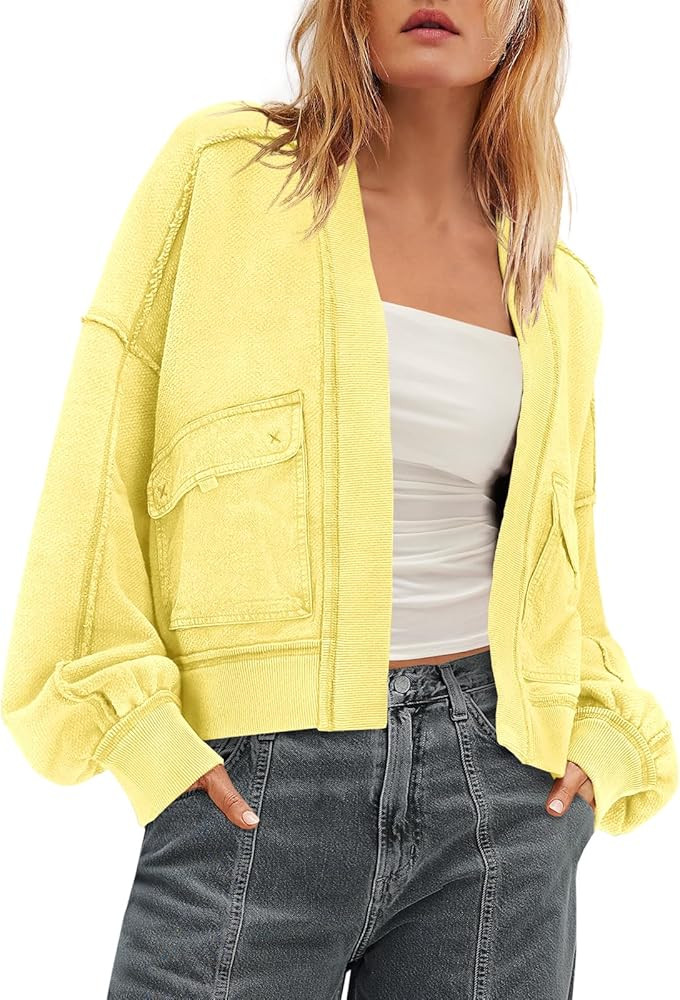 Nirovien Womens Sweatshirt Cardigan Open Front Oversized Sweatshirt Drop Shoulder Long Sleeve Jac... | Amazon (US)