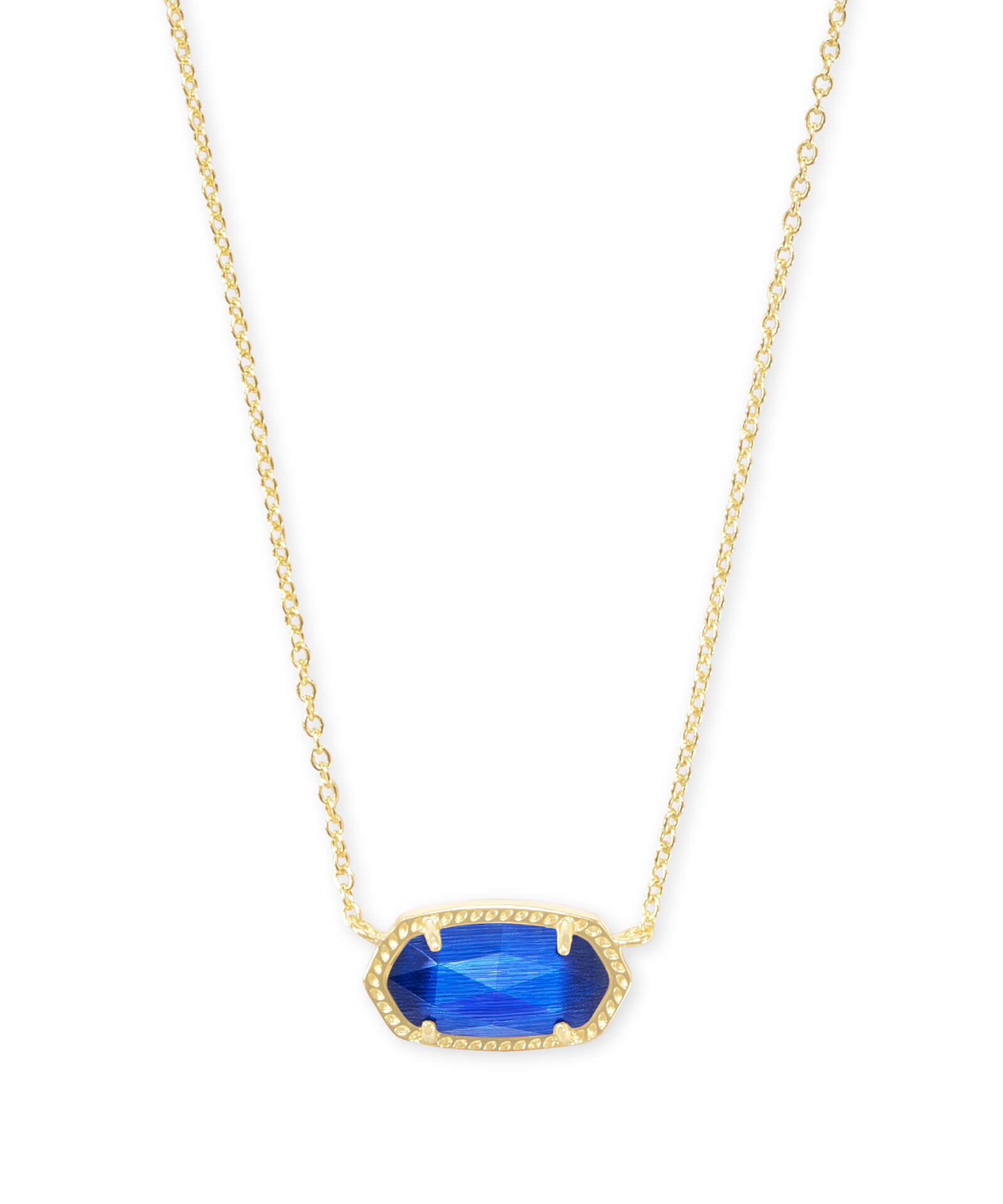 Elisa Gold Pendant Necklace in Cobalt Cat's Eye | Kendra Scott