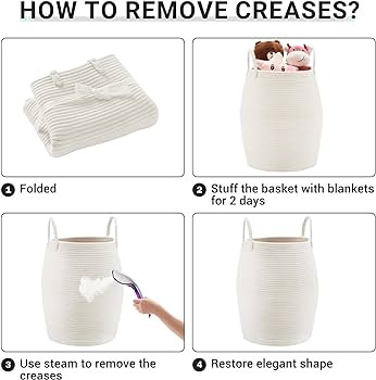 Cotton Rope Laundry Hamper Basket, 65L Woven Large Laundry Basket, Tall Dirty Clothes Hamper for ... | Amazon (US)