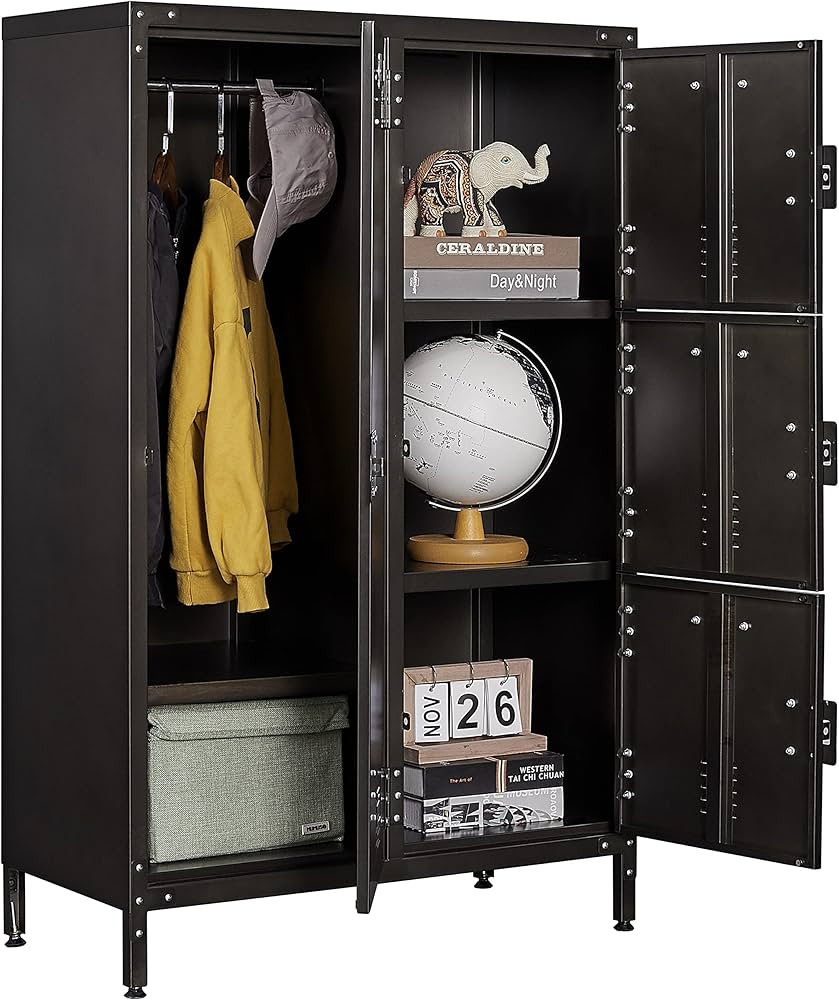 BYNSOE Metal Locker Storage Cabinet, 55.11” Employees Locker Wardrobe Industrial Steel Storage ... | Amazon (US)