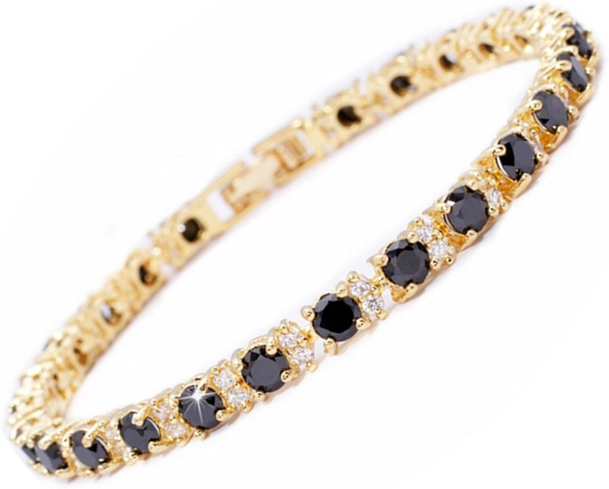 RIZILIA Eternity Tennis Bracelet & Round Cut CZ in Yellow Gold Plated, 7" | Amazon (US)
