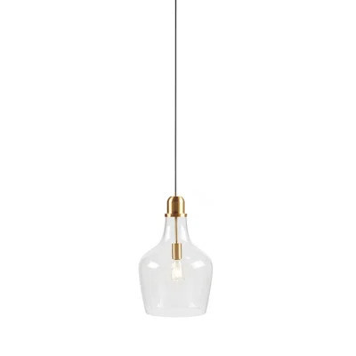 Bell Shaped Glass Pendant Gold/Clear Dia.13 | Wayfair North America