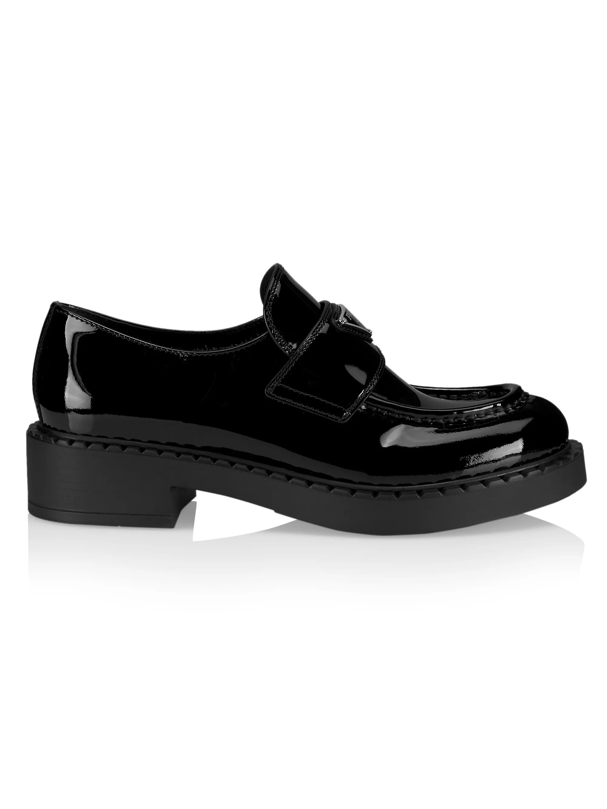Triangle Logo Patent Leather Loafers | Saks Fifth Avenue
