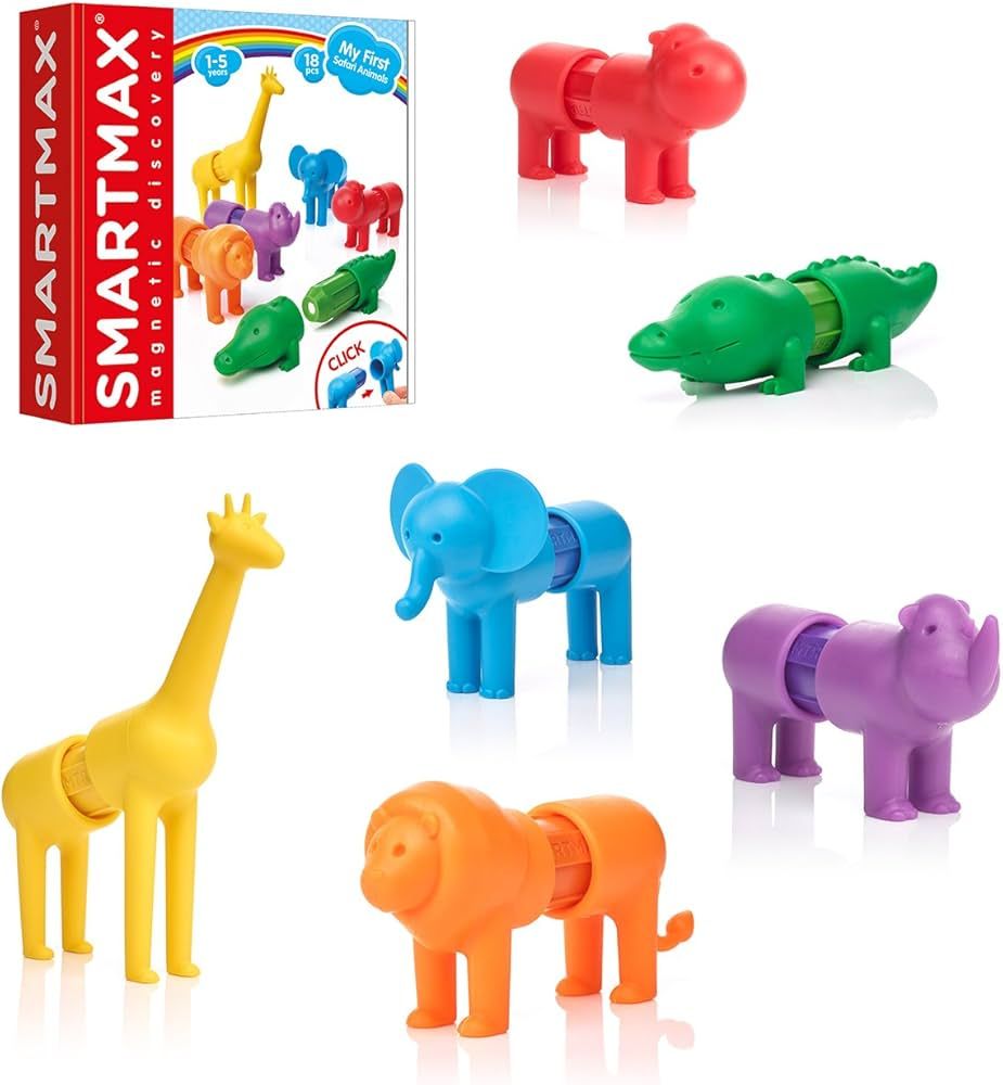 SmartMax My First Safari Animals STEM Magnetic Discovery Building Set with Soft Animals for Ages ... | Amazon (US)