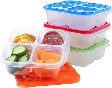 EasyLunchboxes - Bento Snack Boxes - Reusable 4-Compartment Food Containers for School, Work and ... | Amazon (US)