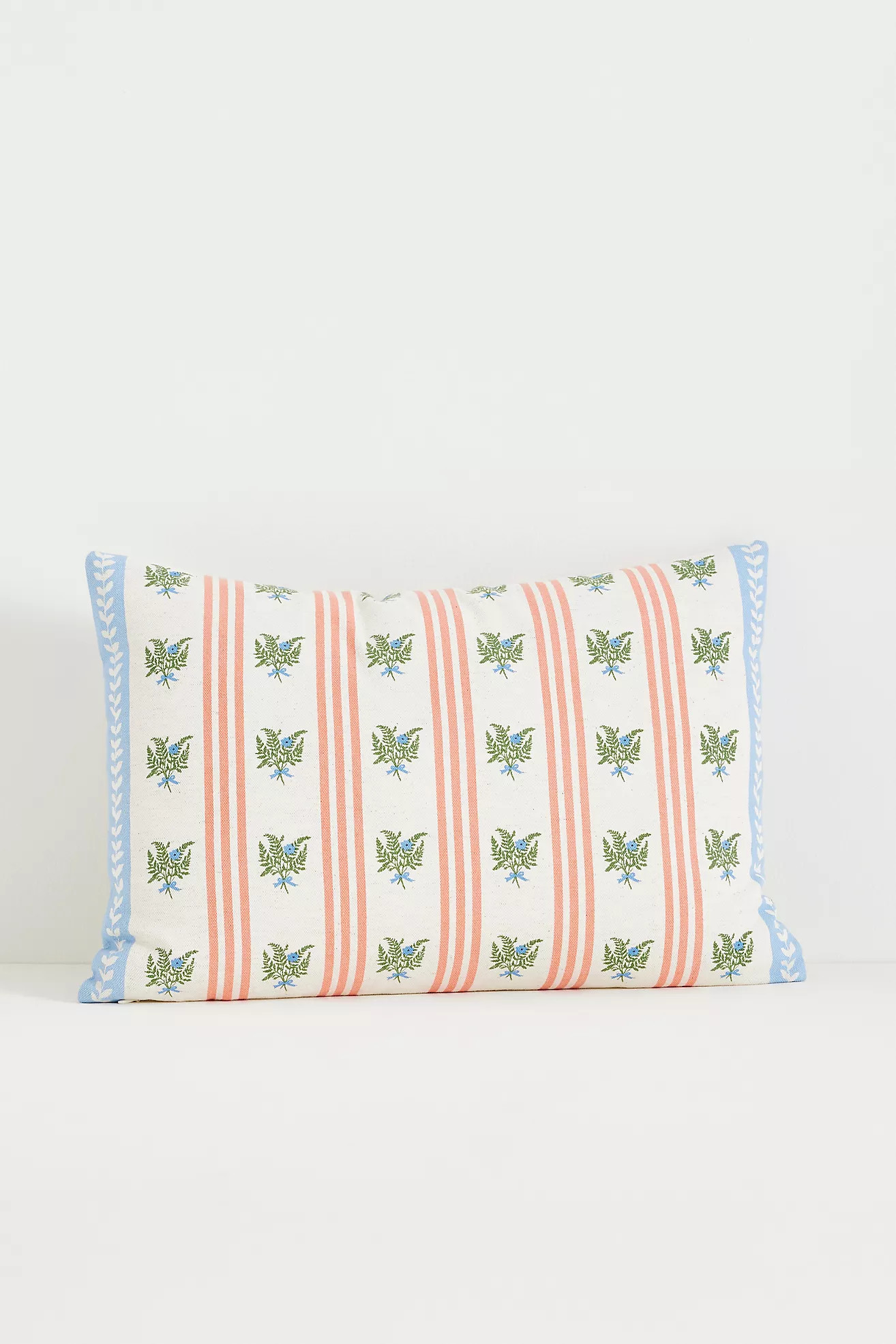 Tess Cotton Screen Printed Floral Striped Pillow | Anthropologie (US)
